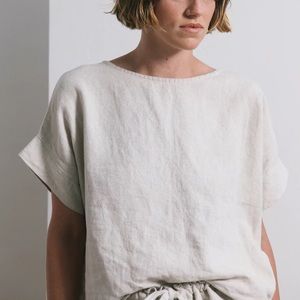 Elizabeth Suzann Georgia Tee in Cream Linen